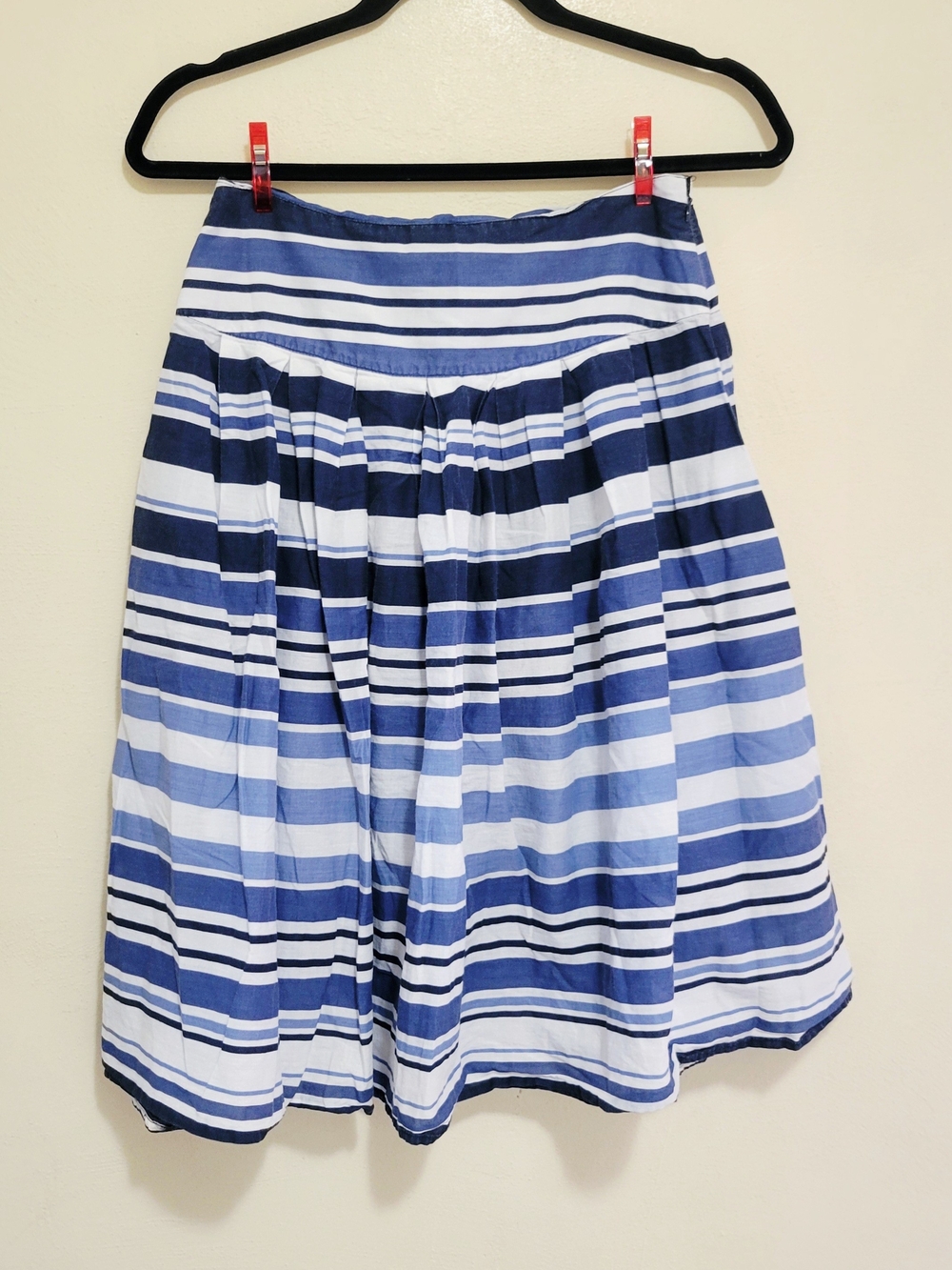 St. John's Bay Navy and White Striped Skater Skirt